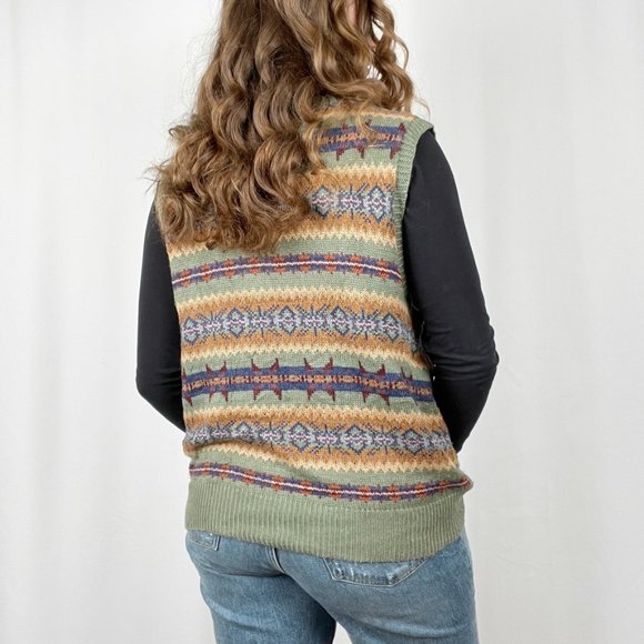 Vintage Polo Ralph Lauren Silk Cashmere Linen Fair Isle Knit Sweater Vest Preppy - Picture 4 of 9